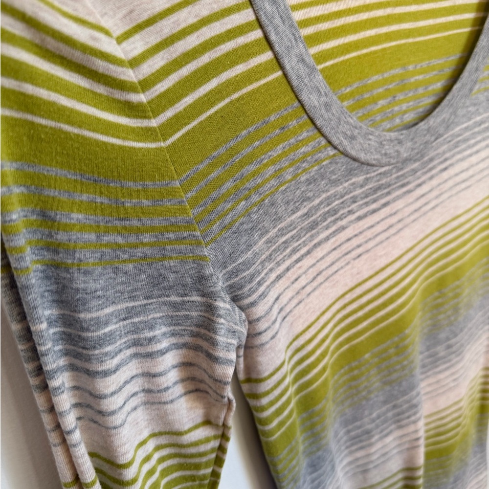 Old Navy Green and Gray Striped Long Sleeve Top - Picture 3 of 5